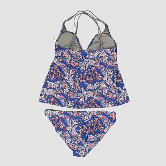 Converse One‎ Star Swimsuit Women’s Size XL Tankini / Bottom Blue / Gray paisley - Picture 3 of 11